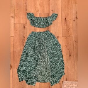 Green Floral Two-Piece Set